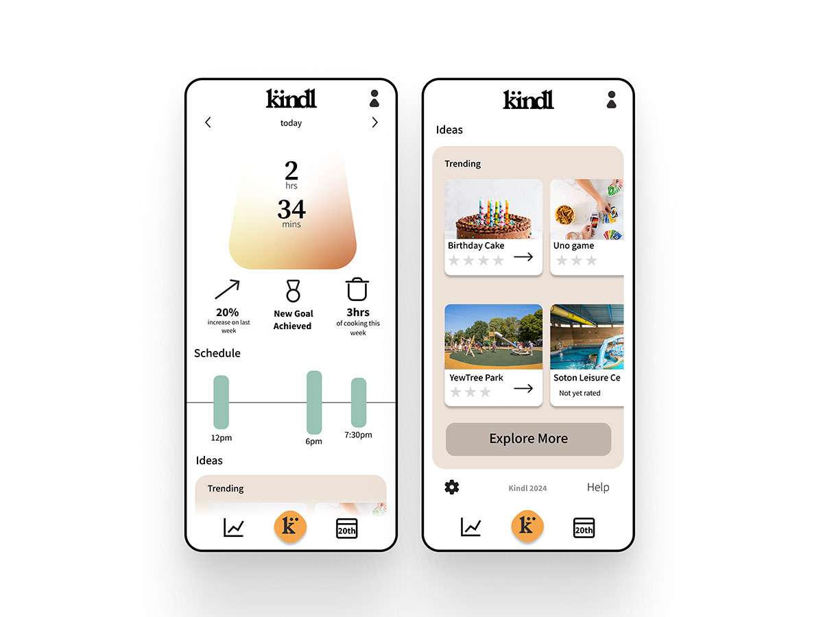 App home screen wireframes