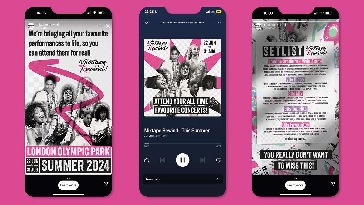Instagram and Spotify Advertisement mock ups for Mixtape Rewind.